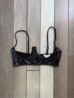 IHeartRaves black patent faux leather/vinyl rave bralette crop top